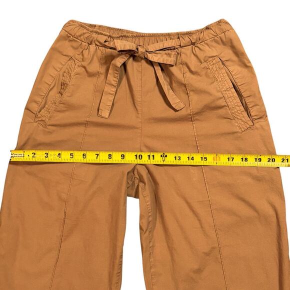 Monrow Women’s Peanut Mocha Brown Elastic Waistband Wide Leg Cargo Pant Small - Picture 4 of 13